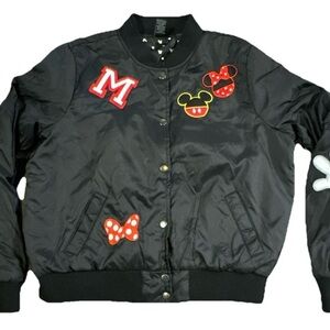 Disney Minnie Mouse Girls/Youth Varsity Bomber Patched Jacket Large EUC FreeShip